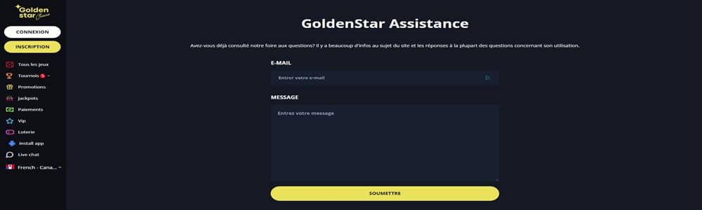 service support de Golden Star Casino